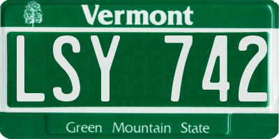 VT license plate LSY742