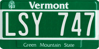 VT license plate LSY747