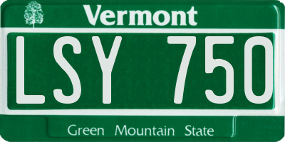 VT license plate LSY750