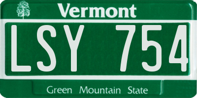 VT license plate LSY754