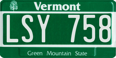 VT license plate LSY758