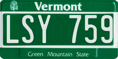 VT license plate LSY759