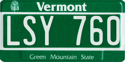 VT license plate LSY760