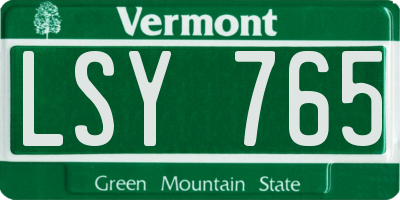 VT license plate LSY765