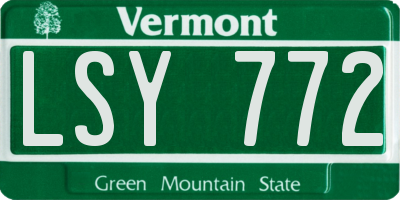 VT license plate LSY772