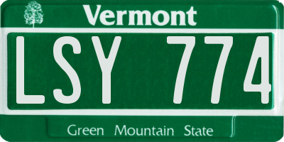 VT license plate LSY774