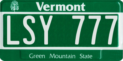 VT license plate LSY777
