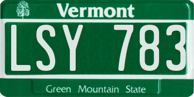 VT license plate LSY783