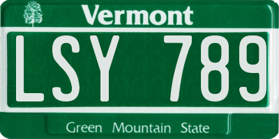 VT license plate LSY789
