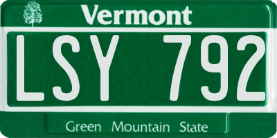 VT license plate LSY792