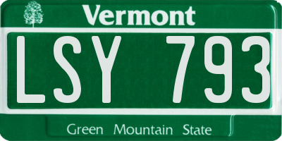VT license plate LSY793