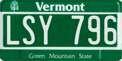 VT license plate LSY796
