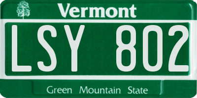 VT license plate LSY802