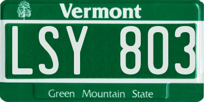 VT license plate LSY803