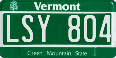 VT license plate LSY804