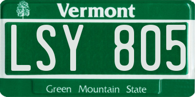 VT license plate LSY805