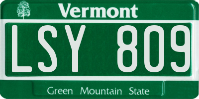VT license plate LSY809