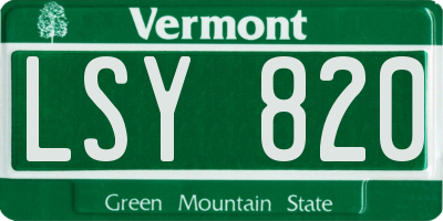 VT license plate LSY820