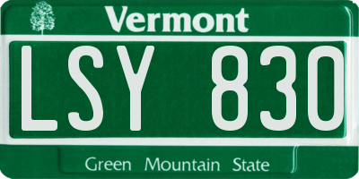 VT license plate LSY830