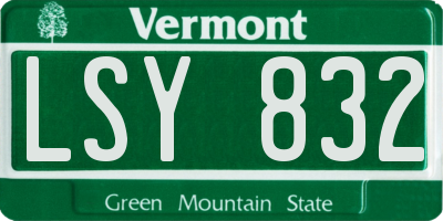 VT license plate LSY832
