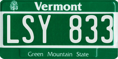 VT license plate LSY833