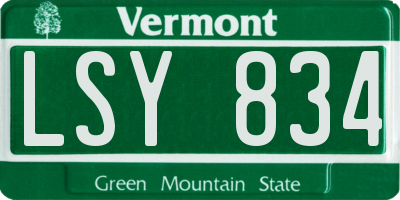 VT license plate LSY834