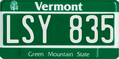 VT license plate LSY835