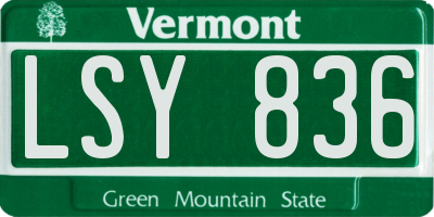 VT license plate LSY836