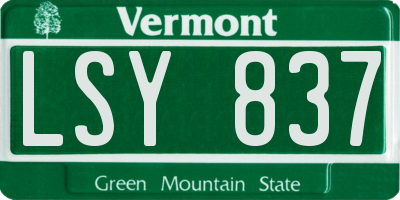 VT license plate LSY837