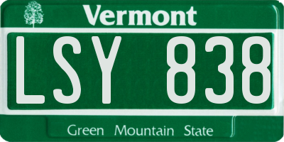 VT license plate LSY838