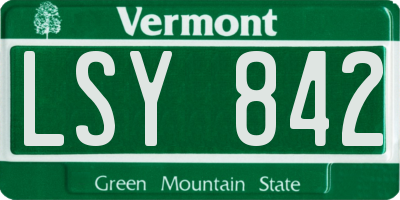 VT license plate LSY842