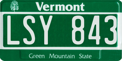 VT license plate LSY843