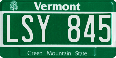 VT license plate LSY845