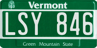 VT license plate LSY846
