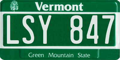 VT license plate LSY847