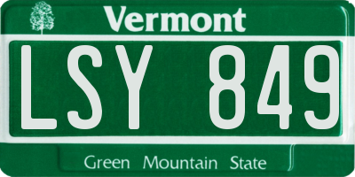 VT license plate LSY849