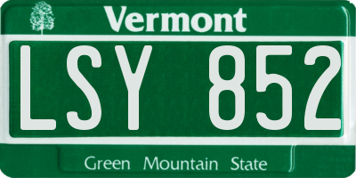 VT license plate LSY852
