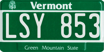 VT license plate LSY853