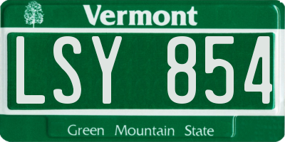 VT license plate LSY854