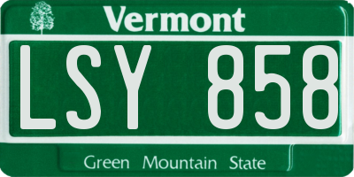 VT license plate LSY858