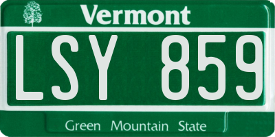 VT license plate LSY859