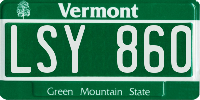 VT license plate LSY860