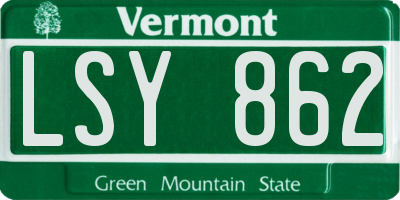 VT license plate LSY862