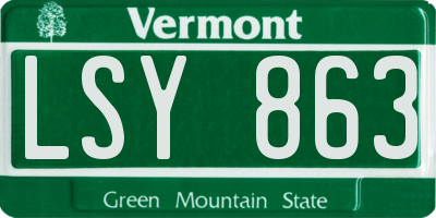VT license plate LSY863