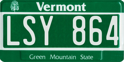 VT license plate LSY864
