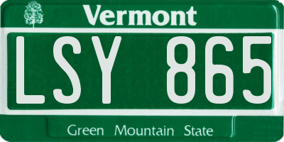 VT license plate LSY865