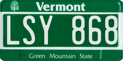 VT license plate LSY868