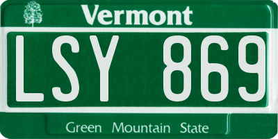 VT license plate LSY869