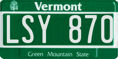 VT license plate LSY870