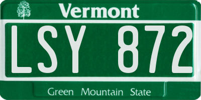 VT license plate LSY872